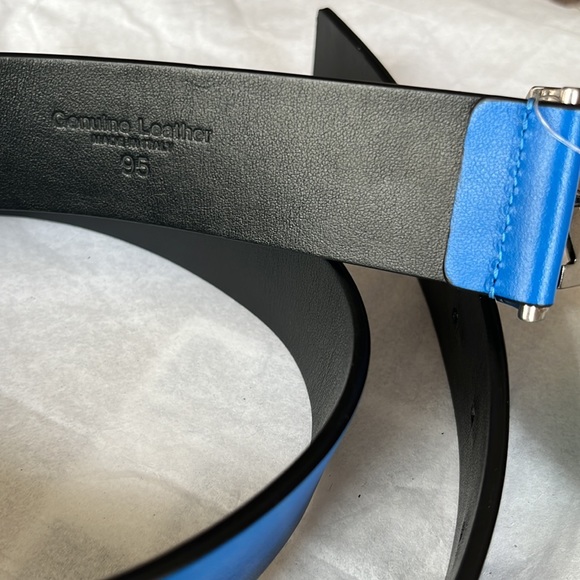 OFF WHITE CLASSIC ARROW BUCKLE LEATHER BELT BLUE..SIZE 95/fit.30to 36 - Picture 5 of 6